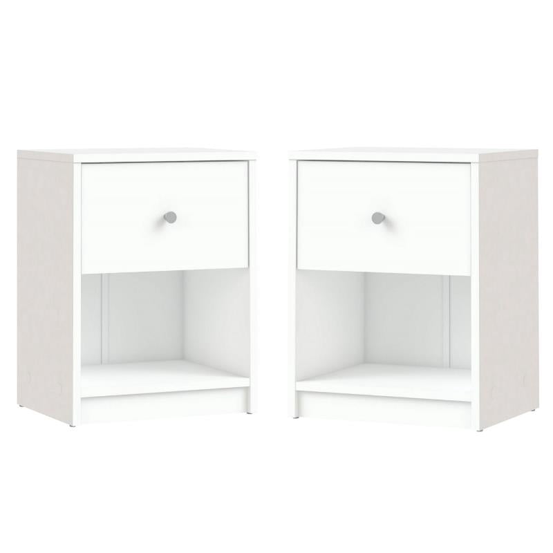 Tvilum Canada Ensemble de Meubles 2 Pcs Table de Chevet 1 Tiroir en Blanc