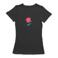 thumbnail image 1 of T-shirt Noir pour Femmes avec Graphique de Rose Mignonne, 1 of 1