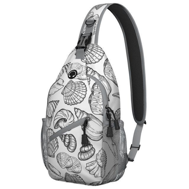 Tropical Seafood and Beach Themed Lightweight Sling Backpack Multipurpose Crossbody Bag with Layered Storage Durable and Stylish for Travel Hiking and Daily Use