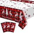 thumbnail image 4 of Table Cloth Clearance Merry Christmas Table Cloth Plastic Buffalo Plaid Table Cover Red And Black Checked Snowflake Tablecloth Rectangle Xmas Table Cover For Holiday Home Birthday Decor, Home Textile, 4 of 4