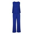 thumbnail image 5 of zanvin Ensembles 2 Pcs pour Femmes, Mode Femmes Été Décontracté Uni Sans Manches Chemisiers Col Rond Hauts Pantalons Longs, 5 of 5