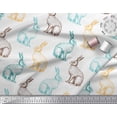 thumbnail image 2 of Soimoi White Cotton Jersey Fabric Rabbit Animal Printed Fabric 1 Yard 58 Inch Wide, 2 of 4