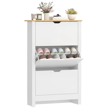 HOMCOM Armoire à Chaussures Étroite pour Entrée avec 3 Tiroirs Basculants Tablette Ajustable