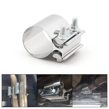 BTOER 1pc 304 Stainless Steel Butt Joint Band Muffler Exhaust Pipe Clamp Sleeve 2/2.25/2.5/2.75/3/4 Inch Exhaust Clamp