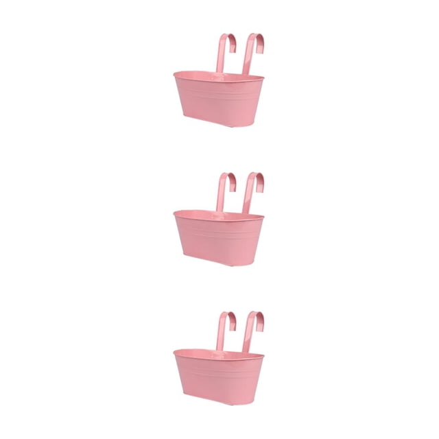 Transemion Iron Colorful And Practical Balcony Planters Railing Hanging For Stylish Garden Different Rainbow Pink 3Set