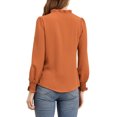 thumbnail image 3 of INSPIRE CHIC Blouse à Col en V pour Femme à Ourlet Rond Haut à Manches Longues G Orange, 3 of 6
