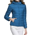 thumbnail image 3 of WRKEKC Lightweight Hooded Parka for Women, Solid Color Long Sleeve Full Zip Coat with Secure Pockets and Ribbed Cuffs, Transitional Season Layer Blue M, 3 of 7