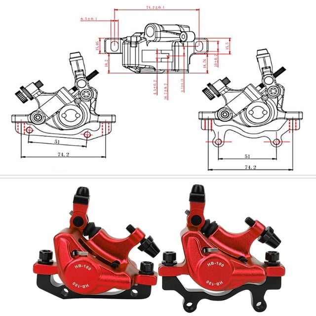 Yctze HB-100 Bike Hydraulic Disc Brake Set, Front Rear for Mountain Road Bicycle with Wear Resistance and Sensitivity