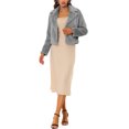 thumbnail image 2 of INSPIRE CHIC Women's Notch Collar Long Sleeve Open Front Faux Fur Fluffy Cropped Jacket S Grey, 2 of 6