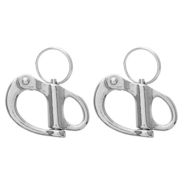 KAKOWELY rope end snap hook 2pcs Rope End Snap Hook Quick Release Carabiner Mini Shackle Shackles Swivel Shackle Stainless Steel Quick Release Spring Shackle For Sailboats