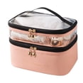 thumbnail image 2 of Clearance! Double-layer Cosmetic Bag Solid Color Transparent Wash Portable INS Fashion Travel Portable Large Capacity Storage Bag Wish List Today'S Deals #75, 2 of 4