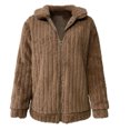 thumbnail image 4 of Qertyioot Women's Open Front Cardigan Spring And Winter New Striped Plush Short Coat, 4 of 6