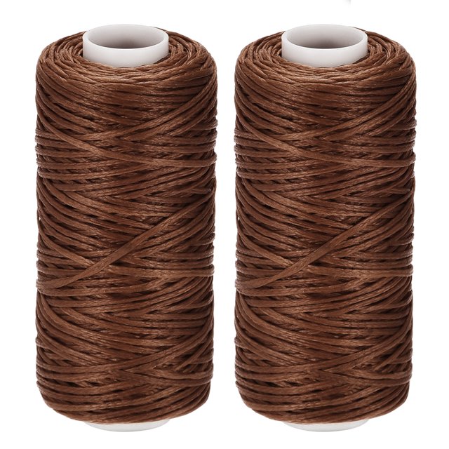 Unique Bargains Fil Ciré en Polyester Brun, 55 Verges, Lot de 2