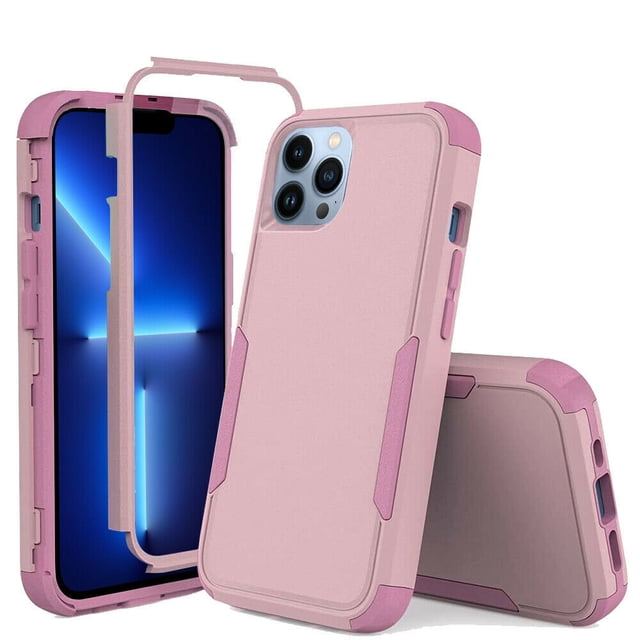 iPhone 14 Pro Max Étui Antichoc Antipoussière/antichute à 3 Couches Protection Intégrale Robuste et Durable Étui pour Apple iPhone 14 Pro Max 6,7 Pouces au design Rose. Comprend une construction 3-en-1 Détachable avec Couche Extérieure Rigide en Plastique et Couche Intérieure en silicone Souple pour double Protection. Comprend des Pare-Chocs d'Angle Supplémentaires pour l'Absorption des Impacts, un Béquille Intégré pour la Vision Horizontale, et des Découpes Précises pour la Compatibilité des Appareils.