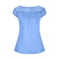 thumbnail image 4 of Mikilon Ensemble Élégant pour Femmes 2 Pcs Haut à Manches Courtes Imprimé Patchwork en Dentelle Col Rond Chic Confortable Ensemble Haut/chemise Col Rond Bleu TP, 4 of 5