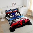 thumbnail image 4 of Erosebridal Ensembles de Couette Voiture de Course Rouge Format Grand, Ensemble de Literie Géométrique Buffalo Couette Grand, Décoration Sports Extrêmes, Réversible, Ultra Doux, 3 Pcs, 4 of 8