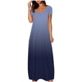 thumbnail image 1 of fatyb Robes Maxi à Manches Courtes pour Femmes Col Ras du Cou Décontractées Longues Robes Imprimées Robes T-Shirt d'Été, 1 of 5