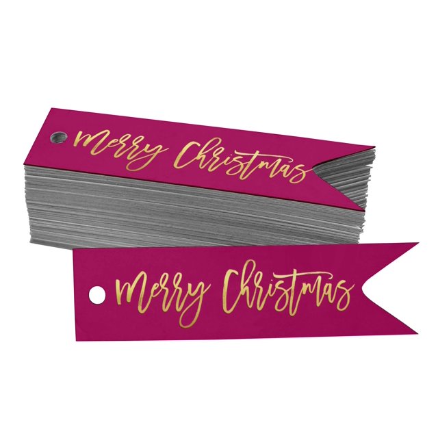 Inkdotpot Real Gold Foil Merry Christmas Tags Favor Hang Paper Tags 100 Pieces