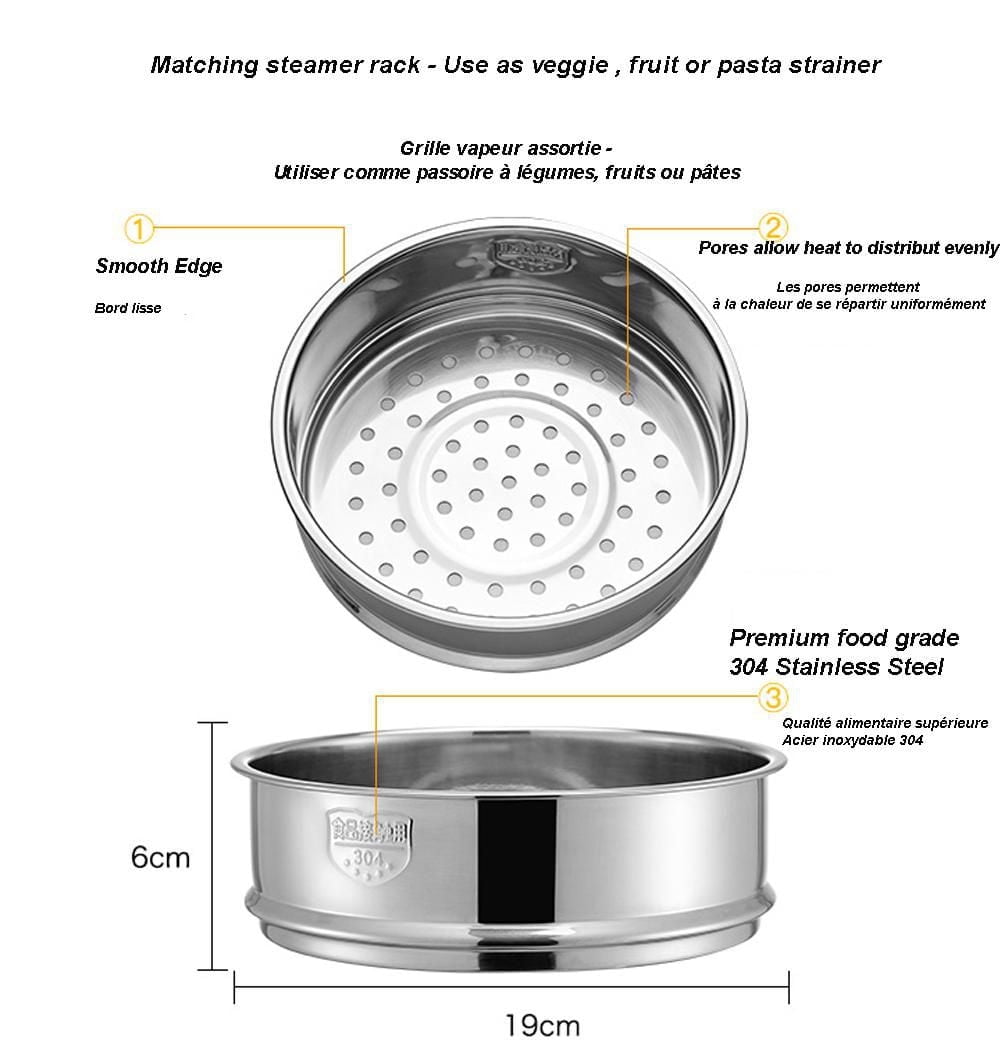 Sunwealth All-in-One 2.2 Quart Yoshikawa Steamer / Sauce Pan Set with Lid