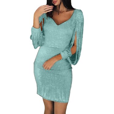 Ketyyh-chn99 Robes Formelles pour Femmes Robes de Soirée pour Mariage Longue Robe de Soirée Dos Nu Col en V Élégante Robe de Cocktail pour Fête Vert,m