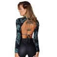 thumbnail image 2 of Opperiaya Tops Manches Longues Femme Imprimé Licol T-shirt Midriff-baring Blouse, 2 of 4
