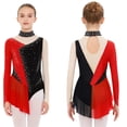 thumbnail image 4 of RUNQHUI Robe de Patinage Artistique pour Filles Enfants à Manches Longues avec Strass Justaucorps à Jupe de Gymnastique Tenue de Ballet Rouge 10, 4 of 5