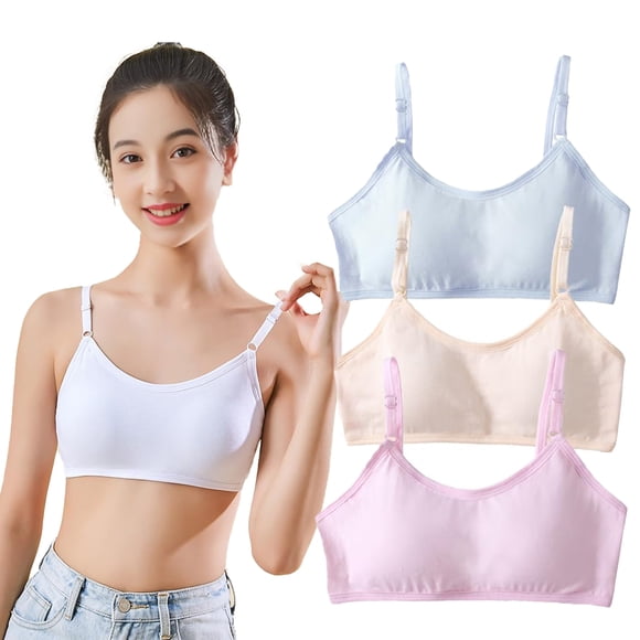 Girl's Bandeau Bra Girls Thin Cotton Breathable Girl Training Bra Kids Bras Bralette for Girls 10-16