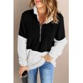thumbnail image 1 of Pullover en Polaire Duveteuse à Col Zippé Noir et Blanc pour Femmes, 1 of 15
