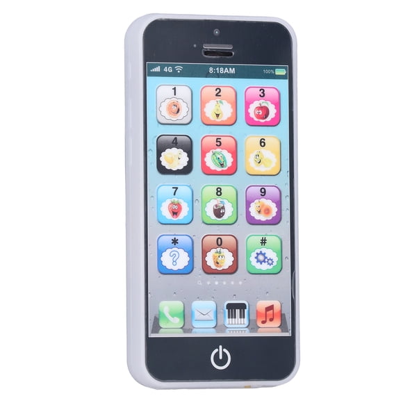 Kids Phone Toy Children's Mobile Phone Toy Mobile Phone Toy Cell Phone Play Toy Baby Mobile Phone Toy Simulation Shaped Clear Music Cool Light English Mobile Phone ToyBlack