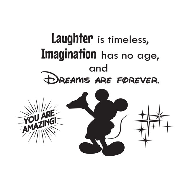 Le Rire Est Intemporel les Rêves Sont pour Toujours Citation Motivante Autocollant Mural Art Mural Autocollants Designs Autocollants en Vinyle pour la Maison Murs de la Maison Pièces Fenêtres Décoration de Chambre Taille (12x12 Pouces)