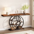 thumbnail image 1 of QinaQin Table Console de Style Industriel de 55 Pouces, Table d'Entrée à Quatre Niveaux avec Base Ronde, Table Arrière pour Sofa, Table d'Appoint Étroite pour Entrée, Table d'Appoint pour Couloir, 1 of 8