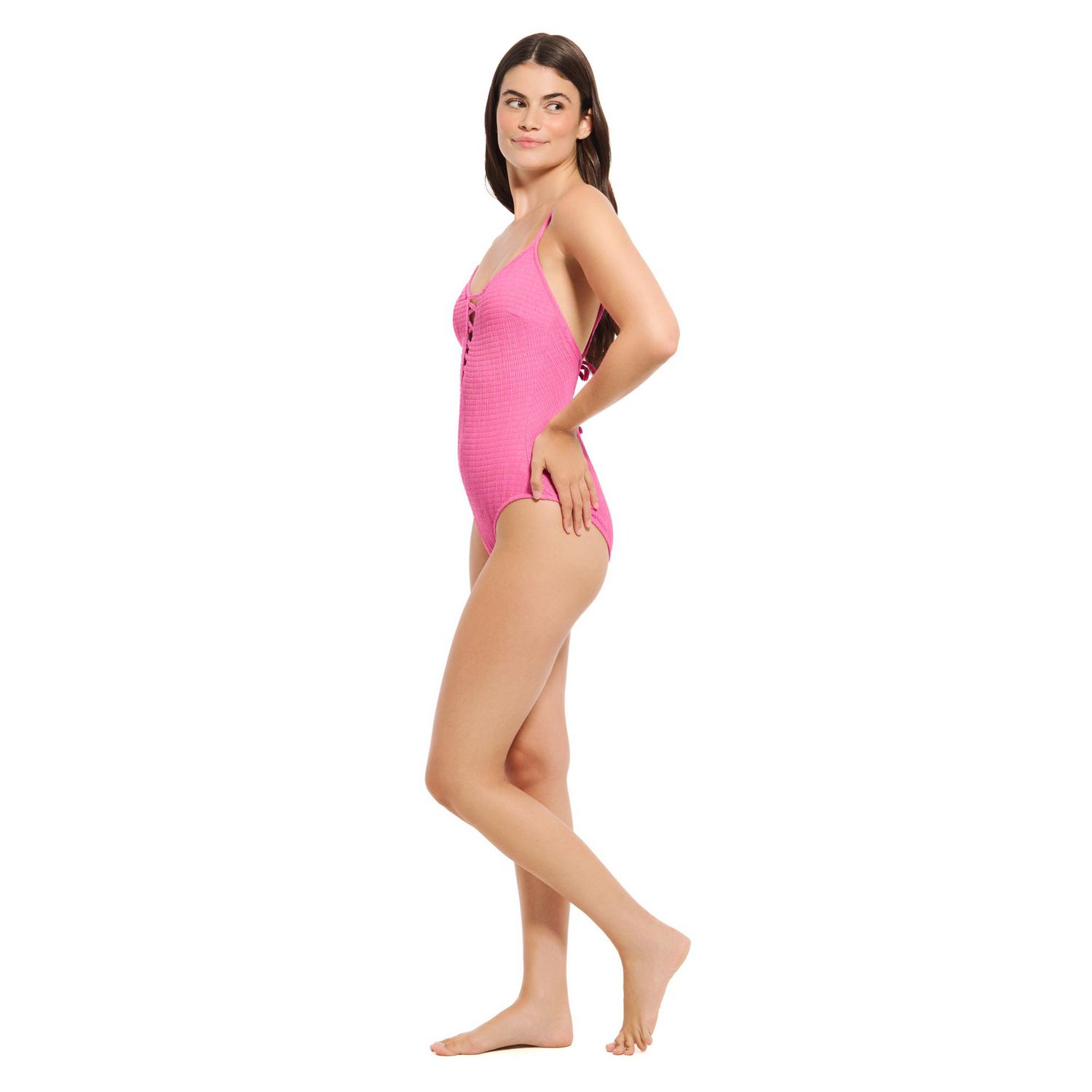 Summer Flirtt Maillot de bain une pièce texturé avec laçage à l’avant pour femme