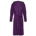 thumbnail image 3 of Innerwin Dressing Gown Solid Color Men Wrap Robe Home Hooded Thicken Plush Bath Robes Purple 4XL, 3 of 7