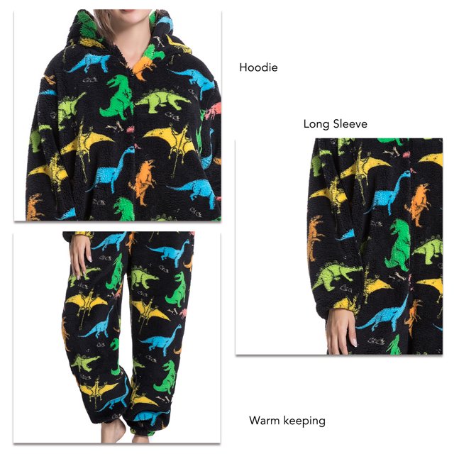 Pyjama une Pièce Floue, Élégant Doux Pyjama Chaud Combinaison pour la Maison