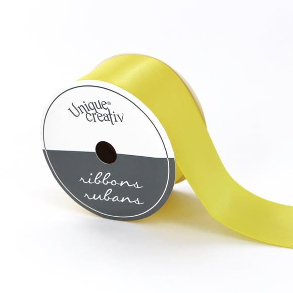 UNIQUE CREATIV Satin Ribbon 38 mm (1.5 in) × 3.65 m (1½ in × 4 yd), Lemon, 3.66 m (12 ft)