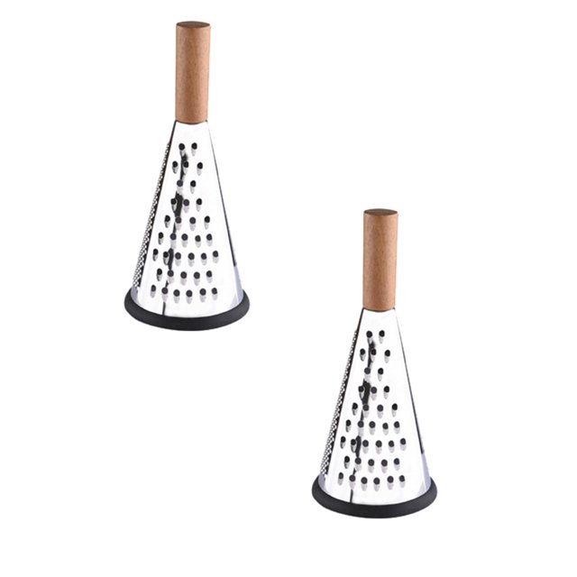 Oleegame 2 Pcs Raclette Multifonction pour Maison Râpe à Fromage Manche en Bois Râpe à Légumes Cuisine Rabot Conique à Trois Côtés Argent
