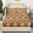 thumbnail image 3 of Erosebridal Bohemian Aztec Sheet Set King, Tribal Geometric Pattern Bedding Sets King Size, Brown 4pcs, 3 of 7