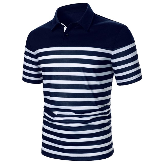 Dvkptbk T-Shirt Décontracté à Manches Courtes avec Boutons pour Hommes, Patchwork, Col Rabattu, en Liquidation