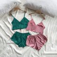 thumbnail image 4 of Birdeem Ensemble de Pyjama 2 Pcs pour Femmes Bretelles Solides Dentelle Shorts, 4 of 4