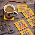 thumbnail image 3 of Inkdotpot Set of 6 Drink Coasters Easy Clean 4-inch SquareCoastersCork Base-Reusable- Quotes, 3 of 8