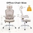 thumbnail image 3 of Ergonomic Mesh Office Chair – High Back, Adjustable Lumbar Support, Removable Headrest, Reverse-Up Armrests, Wide Seat, 300lbs Capacity, Swivel Rocking, White Frame | Khaki Network, 3 of 7