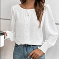 thumbnail image 1 of RXIRUCGD Haut/chemise à Manches Longues à Col Rond pour Femme, Décontracté, Uni, en Dentelle Patchwork, Blanc, Taille : 2TG, 1 of 5