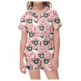 thumbnail image 1 of WEAIXIMIUNG Ensemble de Pyjama de Noël Classique pour Enfants, Col Boutonné, Manches Courtes et Shorts, 10-11 Ans, 1 of 6