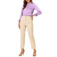 thumbnail image 2 of INSPIRE CHIC Women's Ruffle Neck Bubble Sleeve Elastic Cuff Button Work Office Blouse, 2 of 7