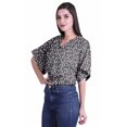 thumbnail image 3 of Moomaya Hauts Cache-Cœur pour Femmes Imprimés Taille Élastique Manches Boxy Blouse Cache-Cœur Décontractée, 3 of 4