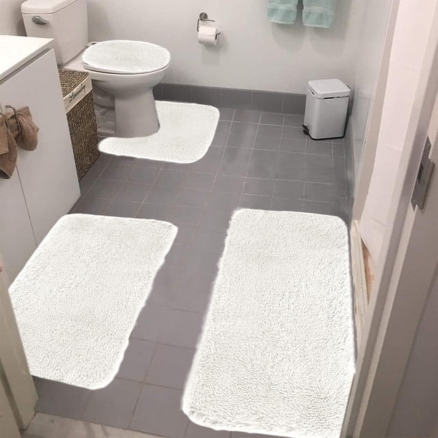 Meitianfacai Solid Color Bath Mats 4 Set Bathroom Rugs For 4 Pcs Toilet Mats Universal Soft Comfortable Water Absorption Non-Slip Thick Machine Washable Easier To Dry Dark
