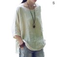 thumbnail image 1 of T-Shirt pour Femme, Couleur Unie, Haut Décontracté, Manches Courtes, Blouse en Lin, Blouse à Col Rond pour Fille, Beige Jaune, P, 1 of 7