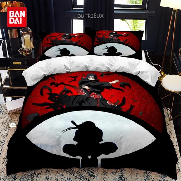 Naruto Ensemble de Housse de Couette Imprimé Anime Taie d'Oreiller Housse de Couette Ensemble de Literie Sac Format Grand Très Grand Impression Numérique 3D Fournitures pour la Maison pour Enfants