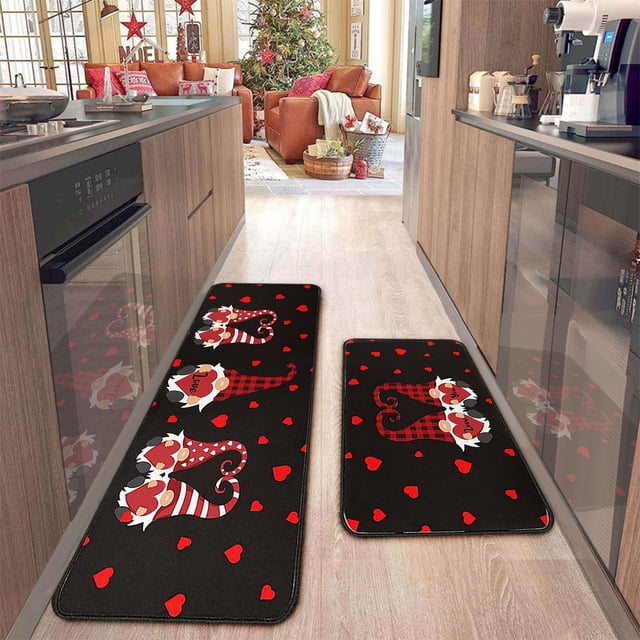 Christmas Kitchen Mats for Floor,Christmas Kitchen Rugs Set of 2,Christmas Kitchen Rugs and Mats for Floor Non-Slip Backing Mat,Christmas Kitchen Decor,Anti Fatigue Kitchen Rug with Runner