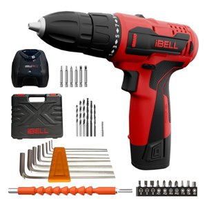 12v Pilote sans fil Cd12-74 | 17 Paramètres +1 Réglage du mode 1450 C'est parti.10mm Chuck sans clé, lumière LED, 2-Speed Mode 1500mah Batterie, 32 Accessoires Parfait pour la maison & Projets diy